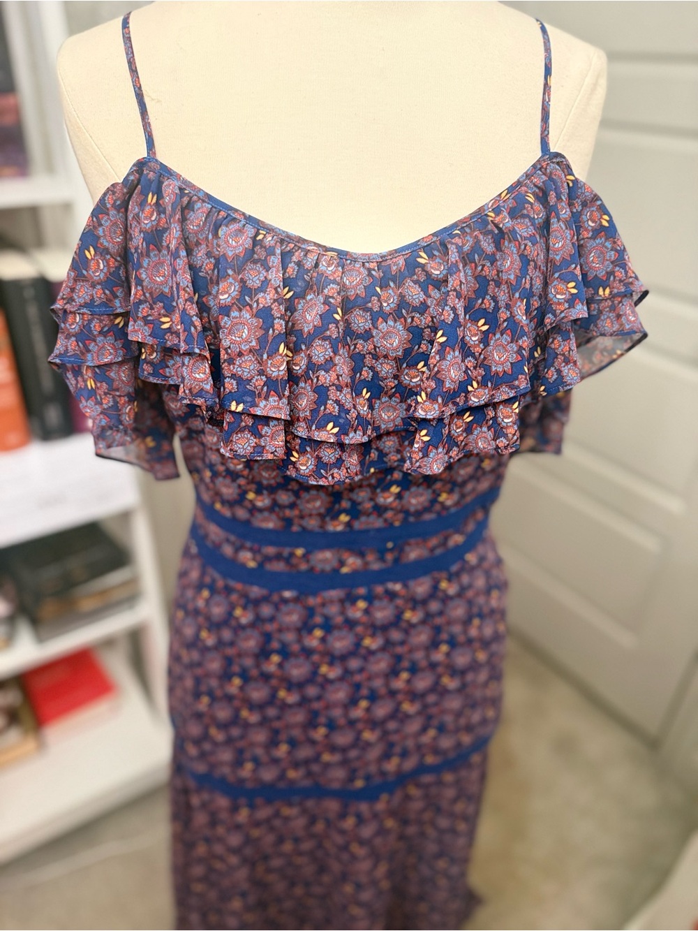 Rebecca Minkoff Women’s Navy Floral Boho Maxi Dress - Picture 4 of 6